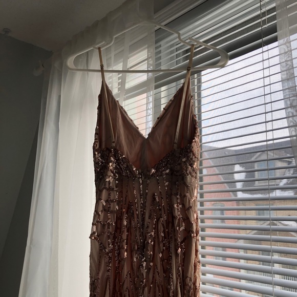 Sequins and Mesh Rose Gold Gown - Picture 15 of 16